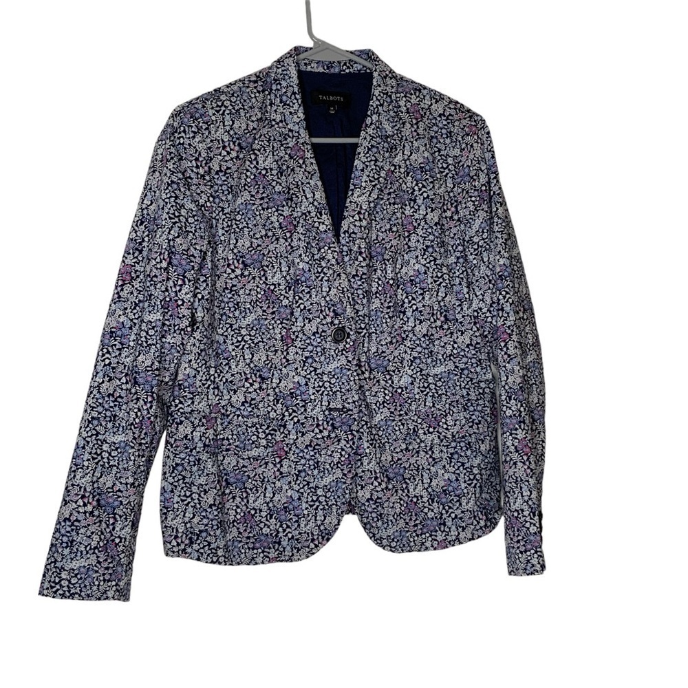 Talbots floral blazer with long sleeves. Two button closure. Size 14 - Picture 2 of 7